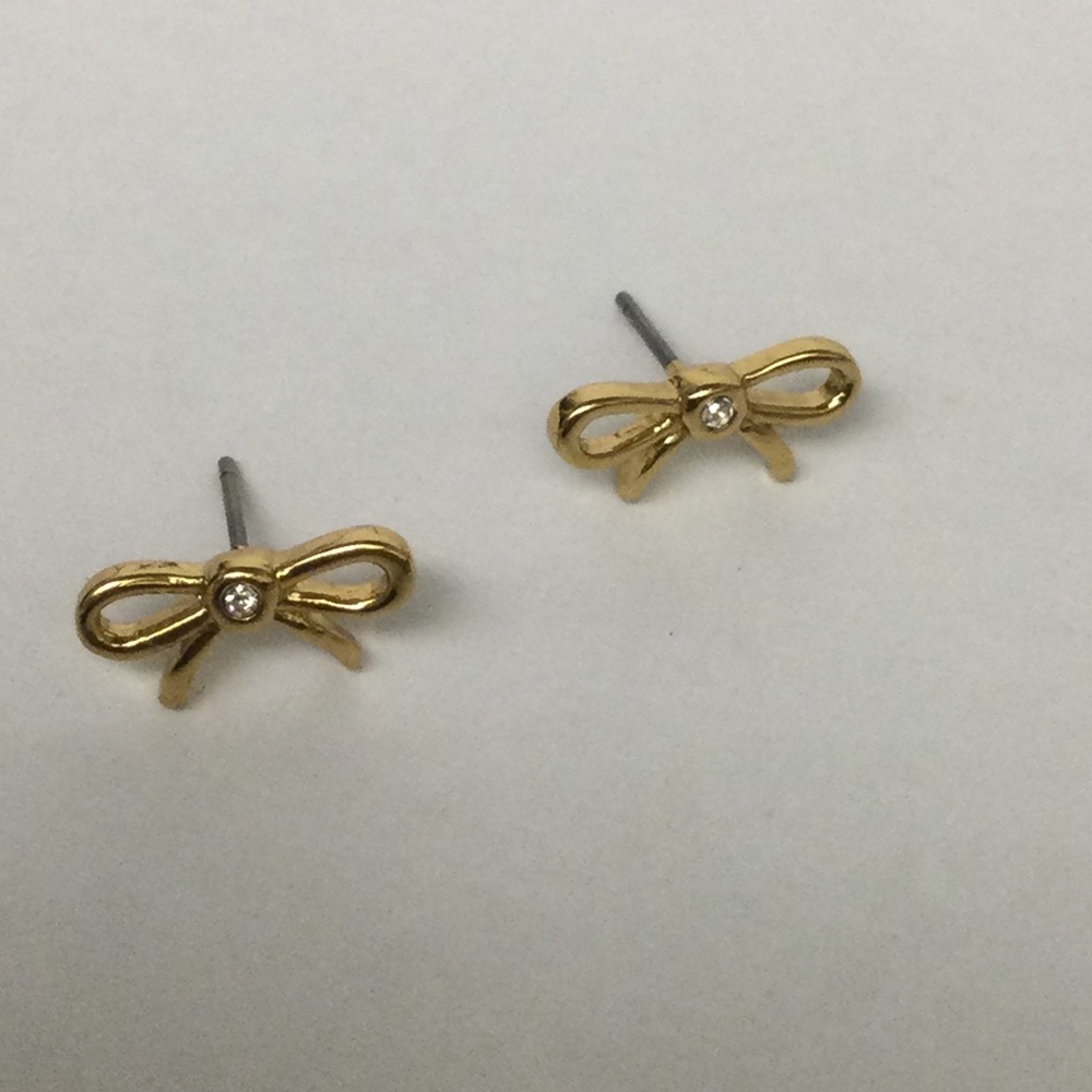 KATE SPADE PETITE GOLD PLATED BOW EARRINGS NWOT - Picture 4 of 5